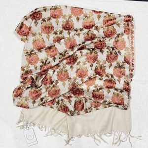 Cream Embroidery stole shawl Cream Embroidery stole shawl