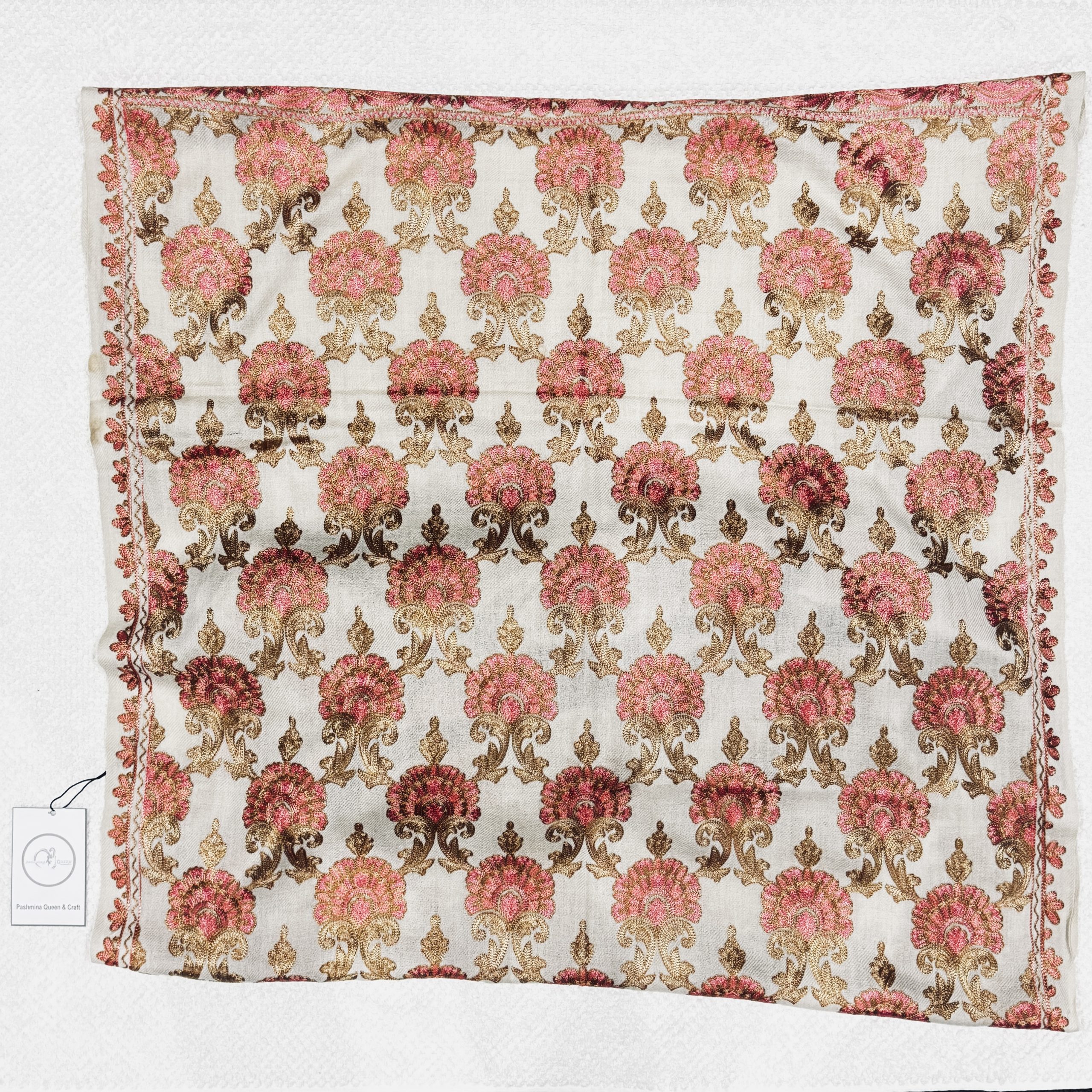 Cream Embroidery stole shawl