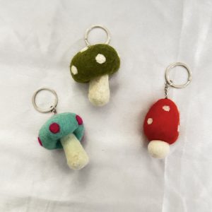 mushroom felt keychain